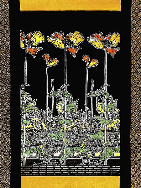 Art Deco flowers by Alfons Mucha. by Ineke de Rijk