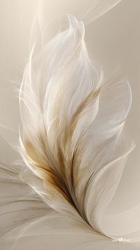 blanc et or - fleurs et plumes sur Gelissen Artworks
