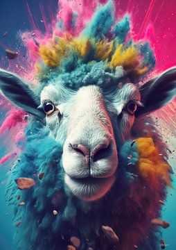 mouton en multicolore sur Gelissen Artworks