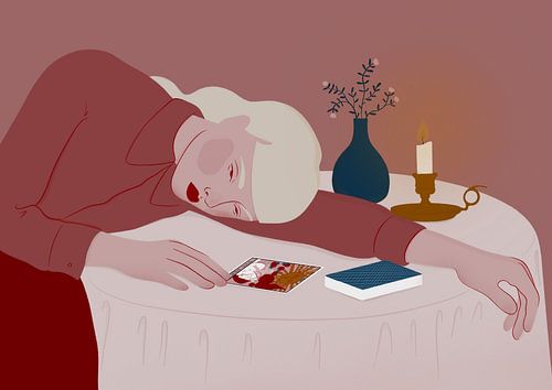 Nachdenkliche Frau bei Kerzenschein