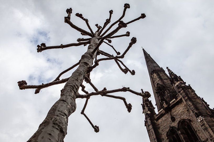 Baum und Kirchturm in London von Eric van Nieuwland