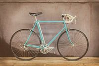 The vintage light blue racing bicycle