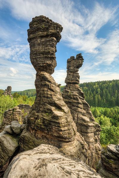 Herkulessäulen in Bielatal in Saxon Switzerland van Michael Valjak