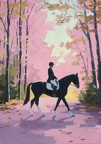 Ruiter op een zwart paard