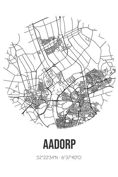 Aadorp (Overijssel) | Landkaart | Zwart-wit van Stad & Wand