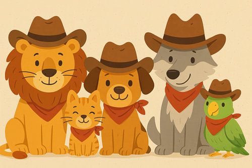 Fröhliche Tiere mit Cowboyhut von Imperial Art House