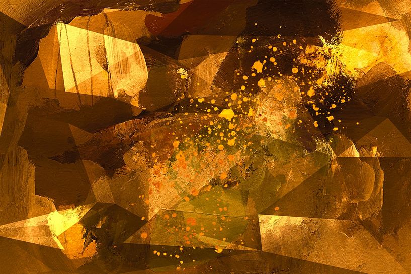 Sterne über uns. Abstrakte Kunst in Gold, Gelb, Terra und Messing. von Dina Dankers