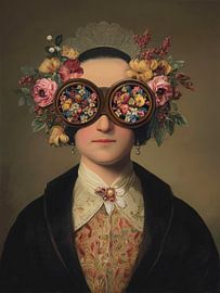 Surrealistisches Porträt mit blumigem Blick