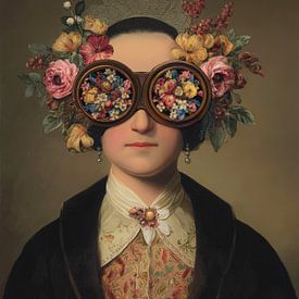 A surrealist portrait with a flower-filled gaze by But First Framing
