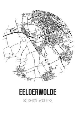 Eelderwolde (Drenthe) | Carte | Noir et blanc sur Rezona