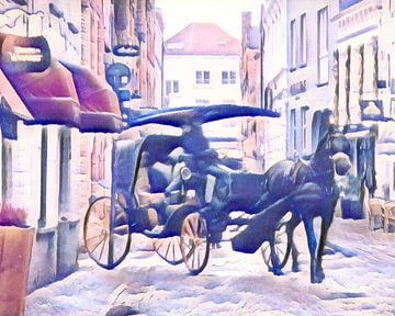 Horse-drawn carriage in Bruges, AQ 1 by zam art