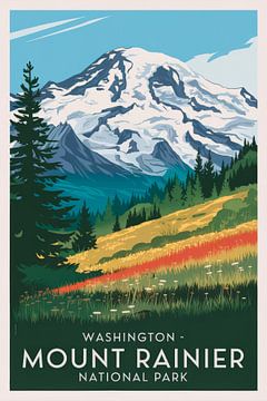 Nationaal park Mount Rainier, Washington van Poster Art Shop