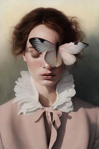 Porträt "Mädchen mit Schmetterling in Pastellfarben"