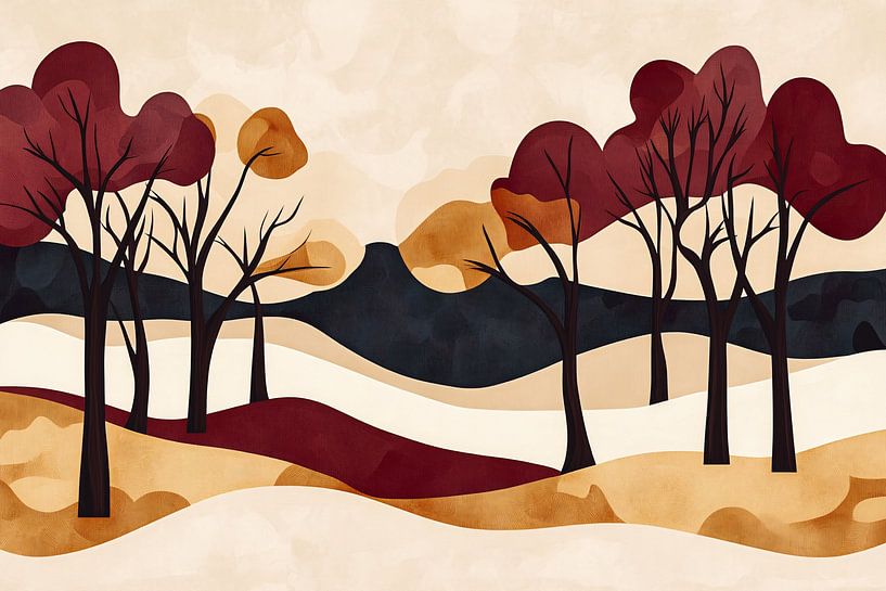 Paysage forestier abstrait aux couleurs de l'automne par Imperial Art House