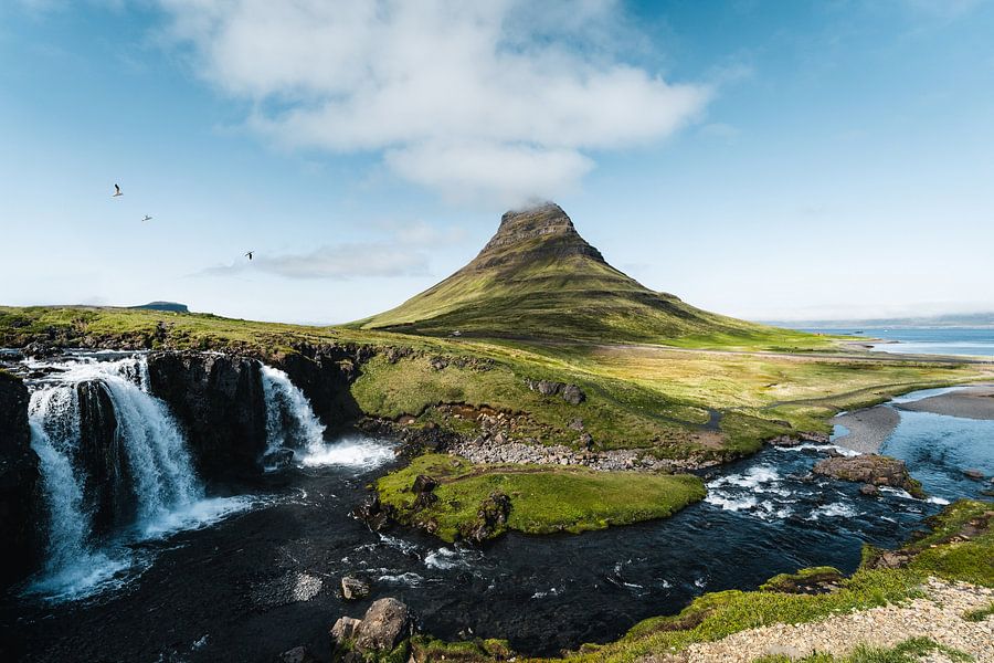 Kirkjufell and its waterfall by Studio Graber on canvas, poster
