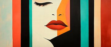 Abstracte gezichtsillustratie in kleuren van Poster Art Shop