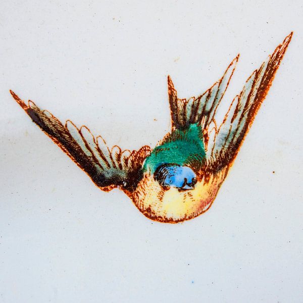 Französischer Teller Detail Vogel von Blond Beeld