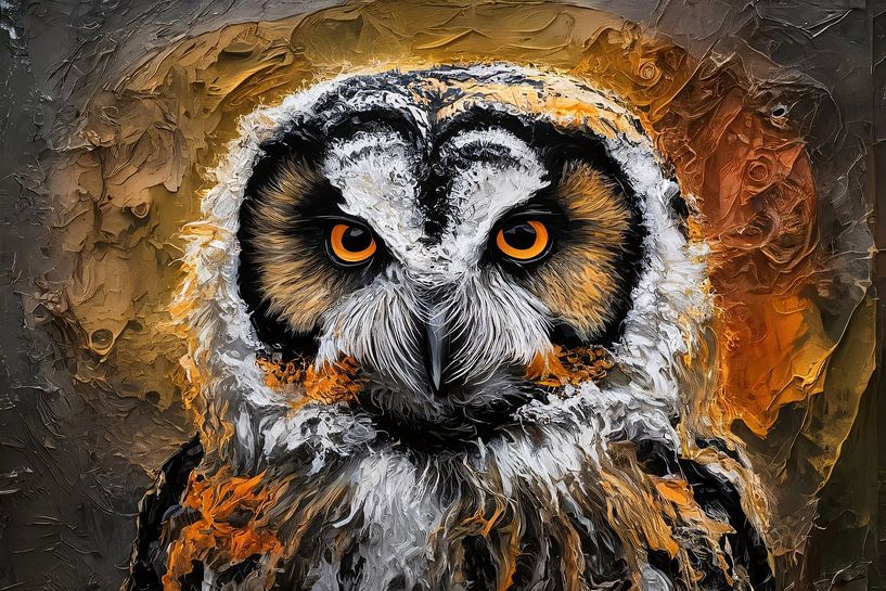 Buntes Eulen-Kunstwerk von Art & Soul Creations