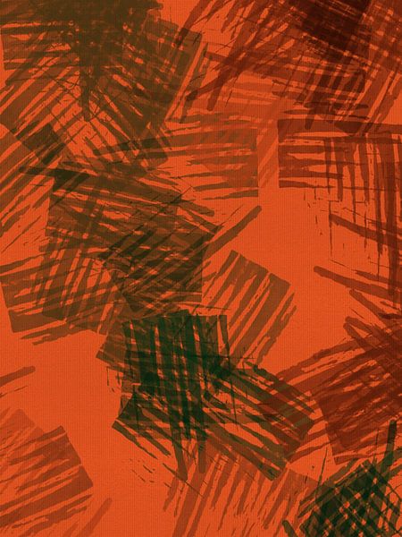 Art d'inspiration rétro dans les couleurs vives terracotta, marron, olive et vert camouflage I par Dina Dankers