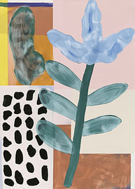 Blue Petal – Hellblaue Blume mit grafischen Mustern von Henriette Visscher