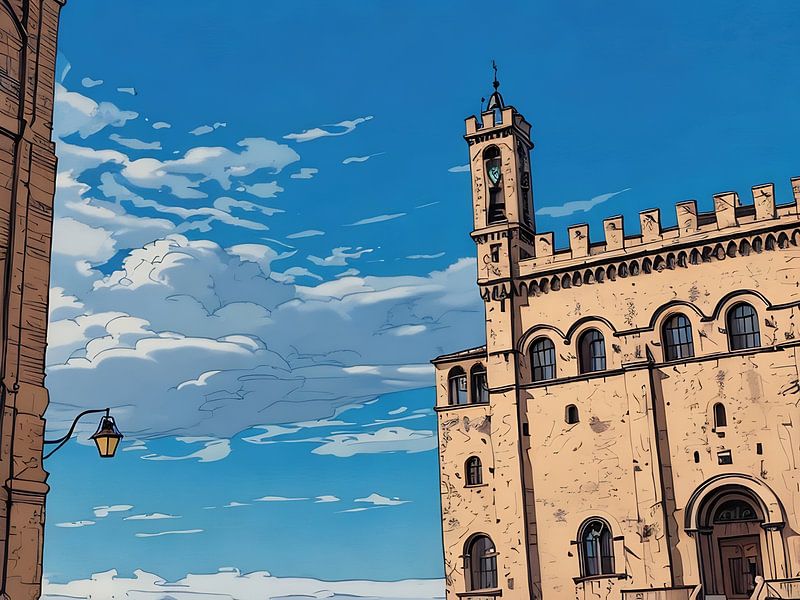Gubbio Palazzo dei Consoli auf einem malerischen Platz von Sergio Pazzano
