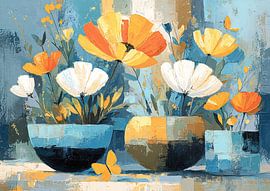 Bunte Blumen in Vase von Blumen Studio