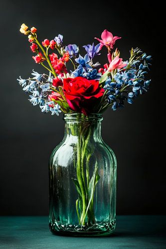 Bloemen jongen vaas