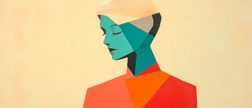 Geometrisches Porträt in kräftigen Farben von Poster Art Shop