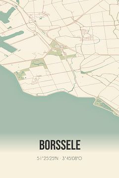 Vintage landkaart van Borssele (Zeeland) van MijnStadsPoster