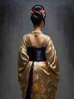 De gouden jurk van de Japanse Geisha
