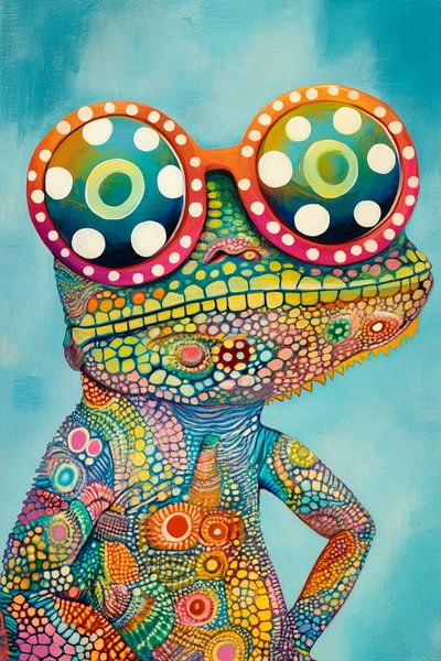 Colourful look - Cheerful chameleon glasses by Poster Art Shop