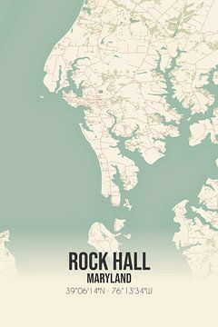 Vintage landkaart van Rock Hall (Maryland), USA. van Rezona