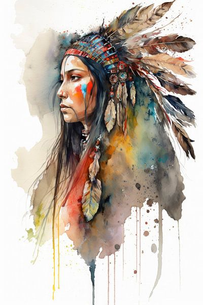 Boho style Indian traditional woman by Digitale Schilderijen