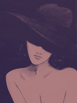 Dans la nuit (aquarelle portrait femme chambre nuit vibes sombre ombre mystérieuse )