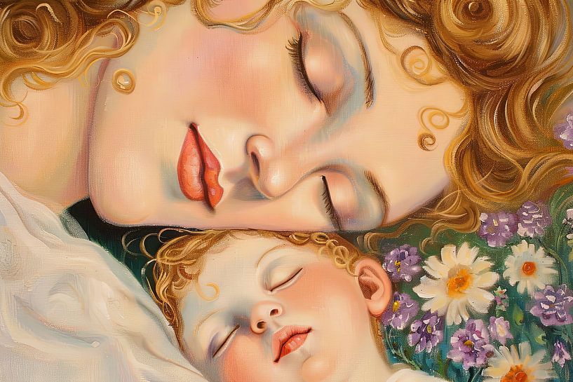 picturesque portrait classic mother with child by Egon Zitter