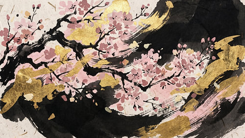 Pink Sakura Golden Motion