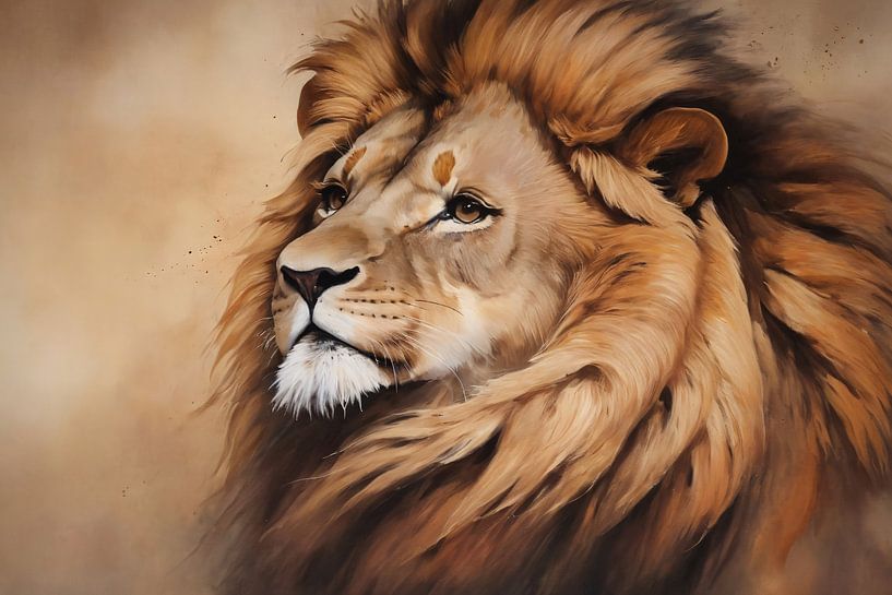 Magnifique portrait réaliste d'un lion par Art & Soul Creations