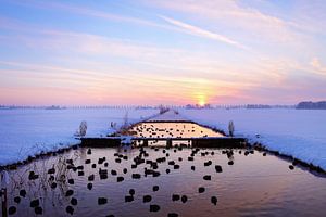 Zonsondergang  in de winter van LHJB Photography