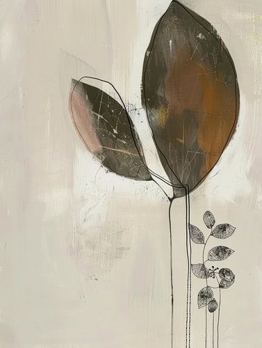 Botanisch abstract in aardetinten, Japandi stijl