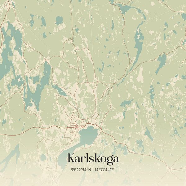 Vintage map of Karlskoga, Sweden. by Prints of Place