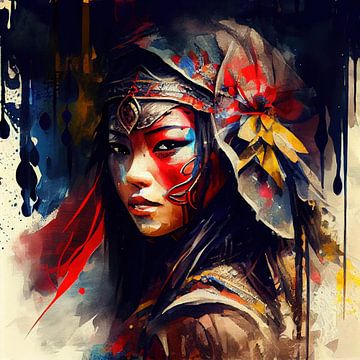 Powerful Asian Warrior Woman #2 by Chromatic Fusion Studio