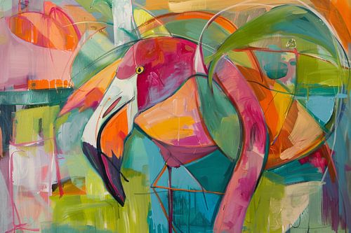 Abstracte flamingo