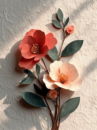 Teder bloementakje – papiercollage illustratie