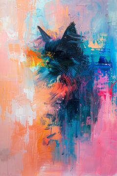 Mystieke Poëzie Kat in Abstracte Kleuren van Eva Lee