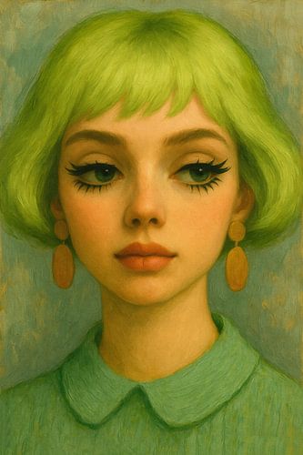 Abstract figuratief portret - Pistache Waltz