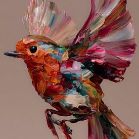 Farbenfroher Vogel in Pinselstrichen von But First Framing