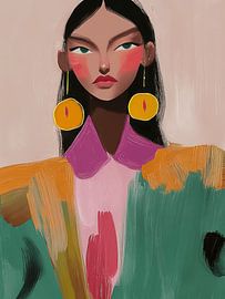 Modern portret met neon accent van Carla Van Iersel