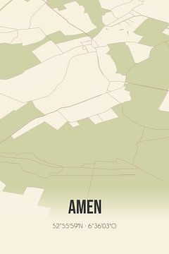 Carte ancienne de Amen (Drenthe) sur Rezona
