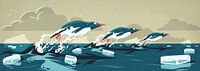 Penguins Swimming in Formation