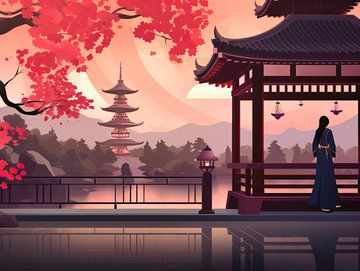 Sonnenuntergangs-Sakura von Virgil Quinn - Decorative Arts